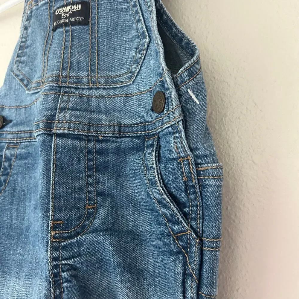 Oshkosh denim overalls bibs stripe straps Jean classic Y2K style pockets 9 mo